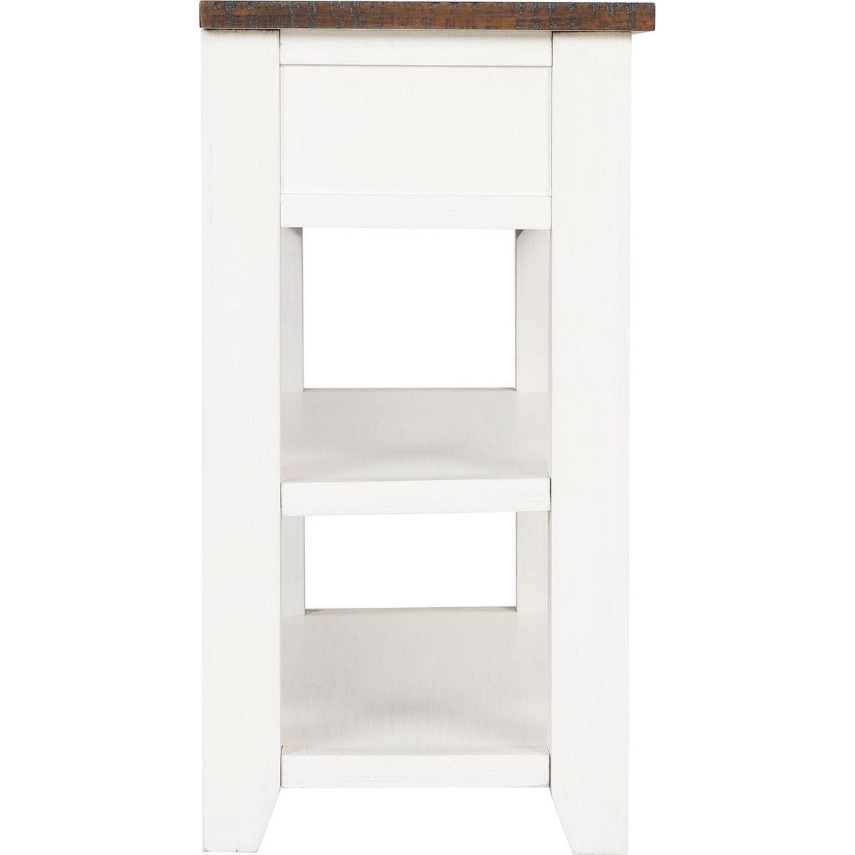 48" Solid Pine Wood Top Console Table, Modern Entryway Sofa Side Table with 3 Storage Drawers and 2 Shelves. Easy to Assemble (Antique White+ Brown Top)