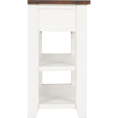 48" Solid Pine Wood Top Console Table, Modern Entryway Sofa Side Table with 3 Storage Drawers and 2 Shelves. Easy to Assemble (Antique White+ Brown Top)