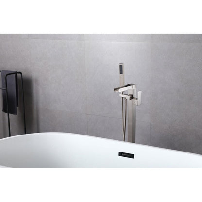 Bathtub Faucet Waterfall Tub Filler Floor Mount Brass Single Handle Bathroom Faucets with Hand Shower