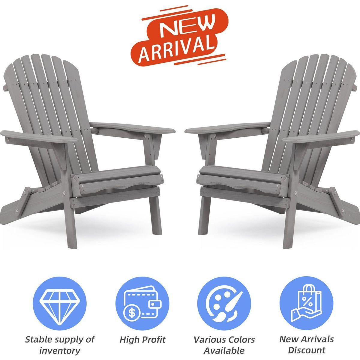Wood Lounge Patio Chair for Garden Outdoor Wooden Folding Adirondack Chair Set of 2 Solid Cedar Wood Lounge Patio Chair for Garden, Lawn, Backyard
