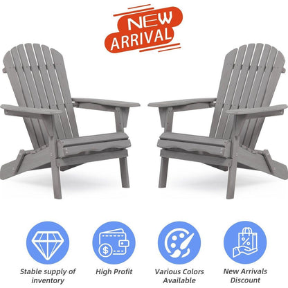 Wood Lounge Patio Chair for Garden Outdoor Wooden Folding Adirondack Chair Set of 2 Solid Cedar Wood Lounge Patio Chair for Garden, Lawn, Backyard