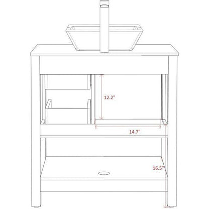 30" Gray Bathroom Vanity and Sink Combo Marble Pattern Top w/Mirror Faucet&Drain