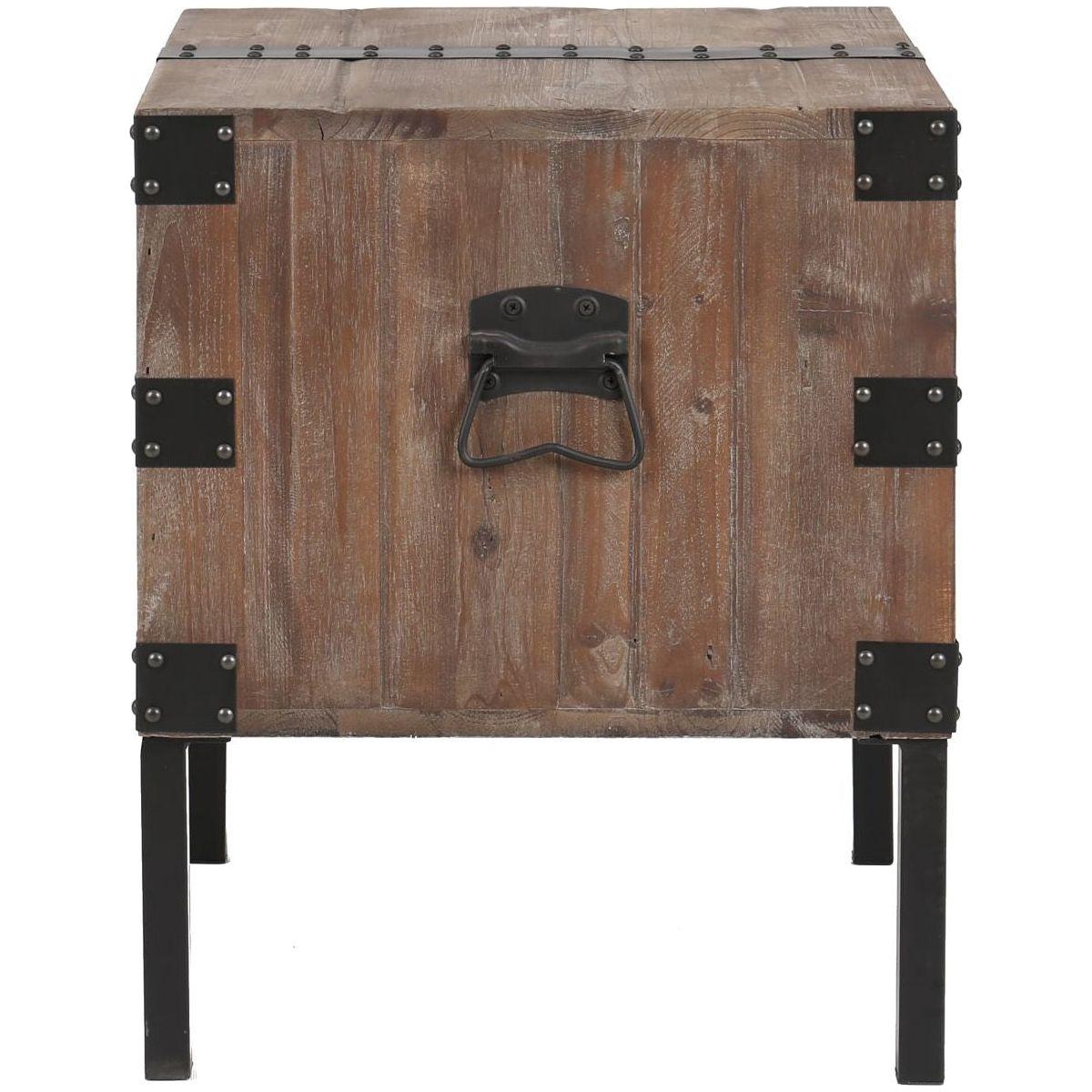 Antique Reclaimed Wood Gray Trunk Table And Side Table S/3 with Large Storage Dress Up Your Liviing Room