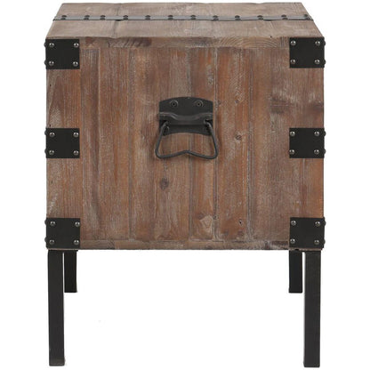 Antique Reclaimed Wood Gray Trunk Table And Side Table S/3 with Large Storage Dress Up Your Liviing Room