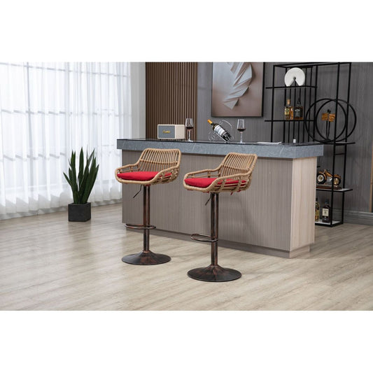 Swivel Bar Stools Set of 2 Adjustable Counter Height Chairs with Footrest for Kitchen, Dining Room 2PC/SET