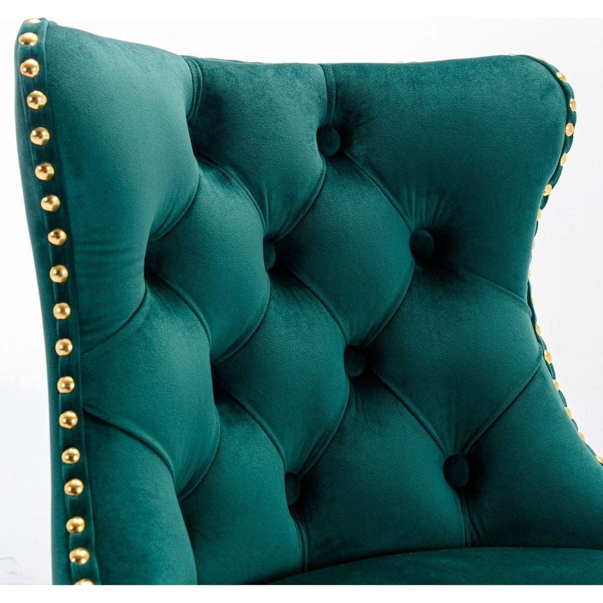 Golden Swivel Velvet Barstools Adjusatble Seat Height from 25-33 Inch, Modern Upholstered Bar Stools with Backs Comfortable Tufted for Home Pub and Kitchen IslandGreen, Set of 2)