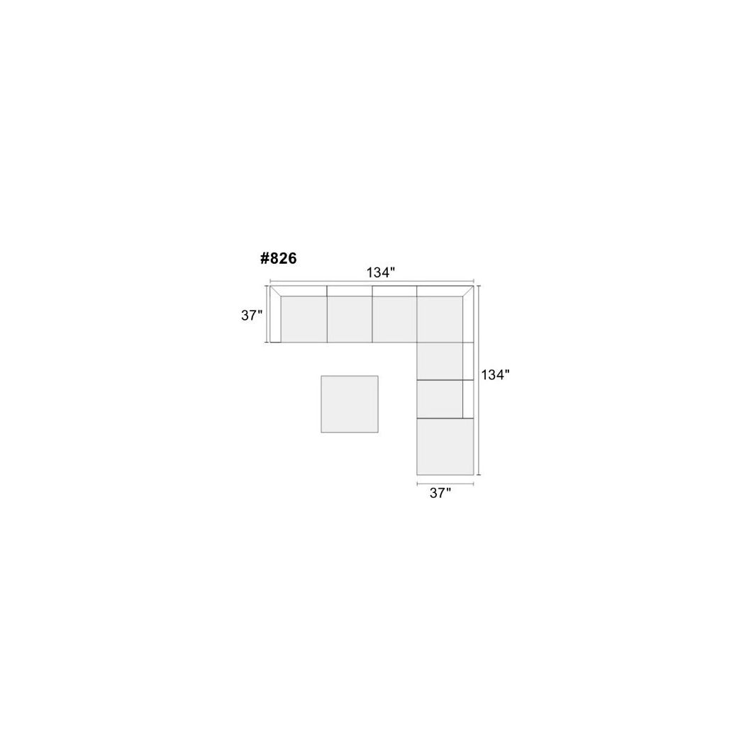 Living Room Furniture Grey Chenille Modular Sectional 8pc Set Large Corner L-Sectional Modern Couch 2x Corner Wedge 4x Armless Chairs and 2x Ottomans Plywood