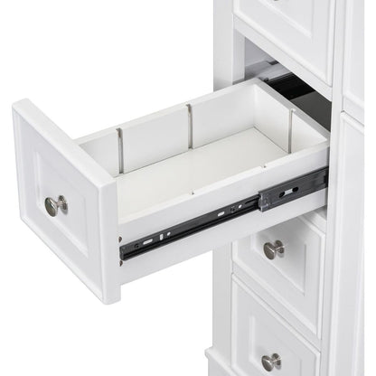 36" Bathroom Vanity with Sink Combo, One Cabinet and Six Drawers, Solid Wood and MDF Board, White