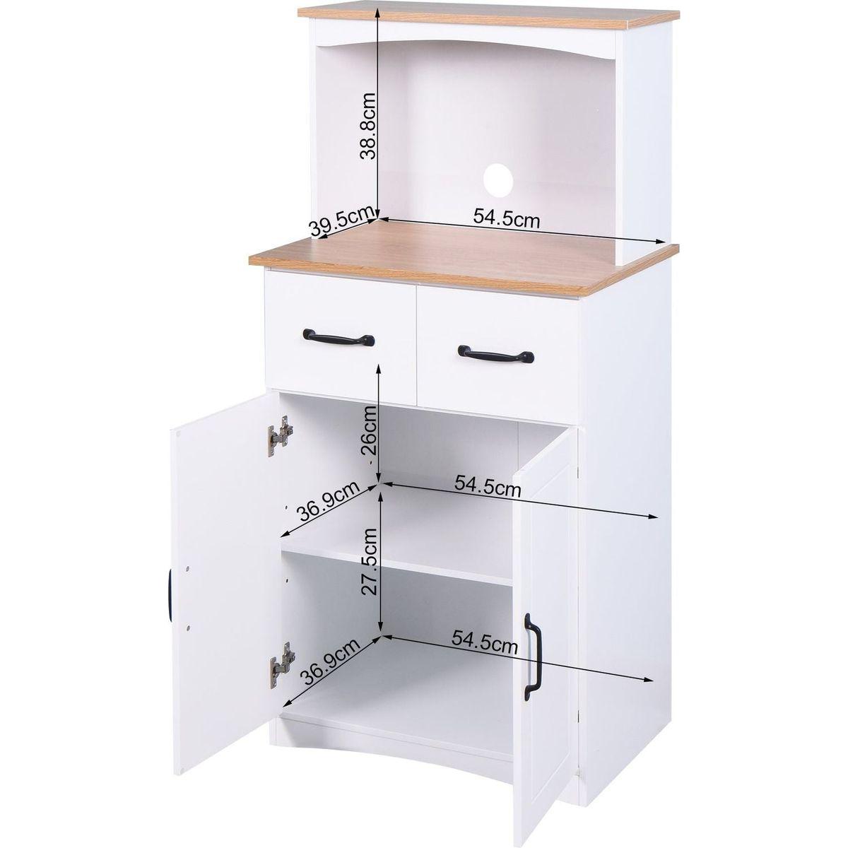 Wooden Kitchen Cabinet White Pantry Storage Microwave Cabinet with Storage Drawer