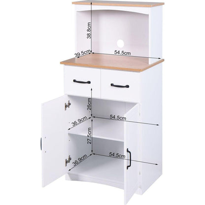 Wooden Kitchen Cabinet White Pantry Storage Microwave Cabinet with Storage Drawer