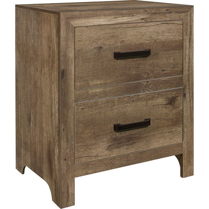 Bedroom Wooden Nightstand 1pc Weathered Pine Finish 2x Drawers Transitional Style Furniture