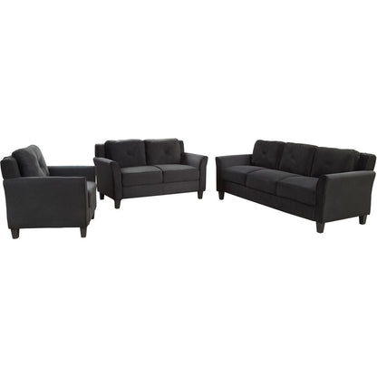 Button Tufted 3 Piece Chair Loveseat Sofa Set