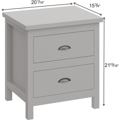 Versatile Gray 2-Drawers Nightstand, Bedside Table, End Table for Living Room Bedroom Assembled with Sturdy Solid Wood