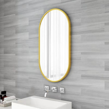 Wall Mounted Mirror, 36" x18" Fan& Pre-Set Hooks for Vertical & Horizontal Hang, Ideal for Bedroom, Bathroom