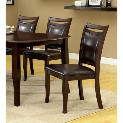 Transitional Dining Room Side Chairs Set of 2 Chairs only Dark Cherry / Espresso Padded Leatherette Seat