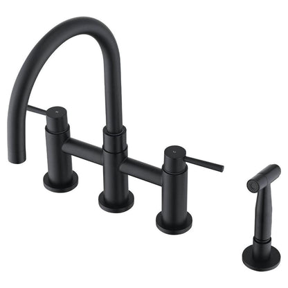 Double Handle Bridge Kitchen Faucet with Side Spray