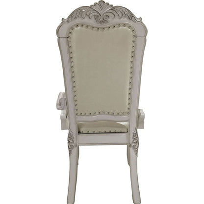 Dresden Arm Chair (Set-2) in PU & Bone White Finish