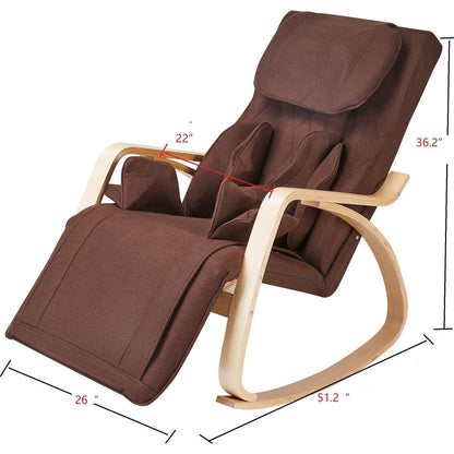 Full massage function-Air pressure-Comfortable Relax Rocking Chair, Lounge Chair Relax Chair with Cotton Fabric Cushion Brown