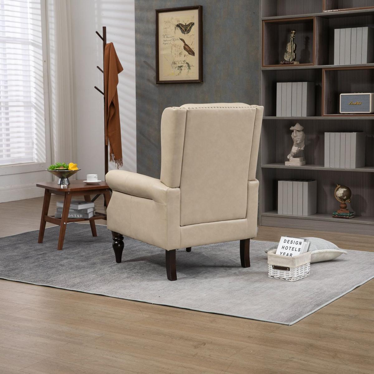 Wood Frame Armchair, Modern Accent Chair Lounge Chair for Living Room