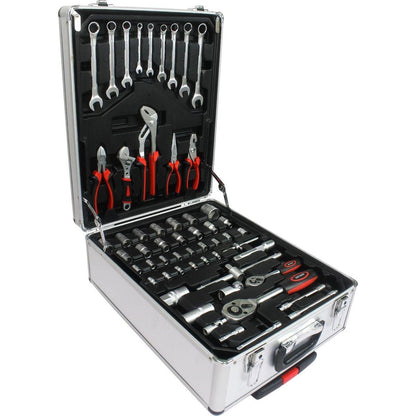 White Hand Tool Box with 4 layers of Toolset and wheels