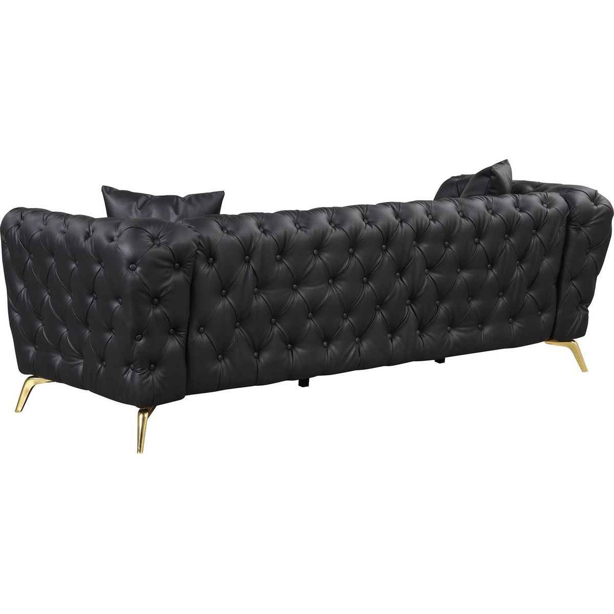 Modern 3-Piece Sofa Sets with Sturdy Metal Legs, Button Tufted Back, PU Upholstered Couches Sets Including Three Seat Sofa, Loveseat and Single Chair for Living Room Furniture Set, Black