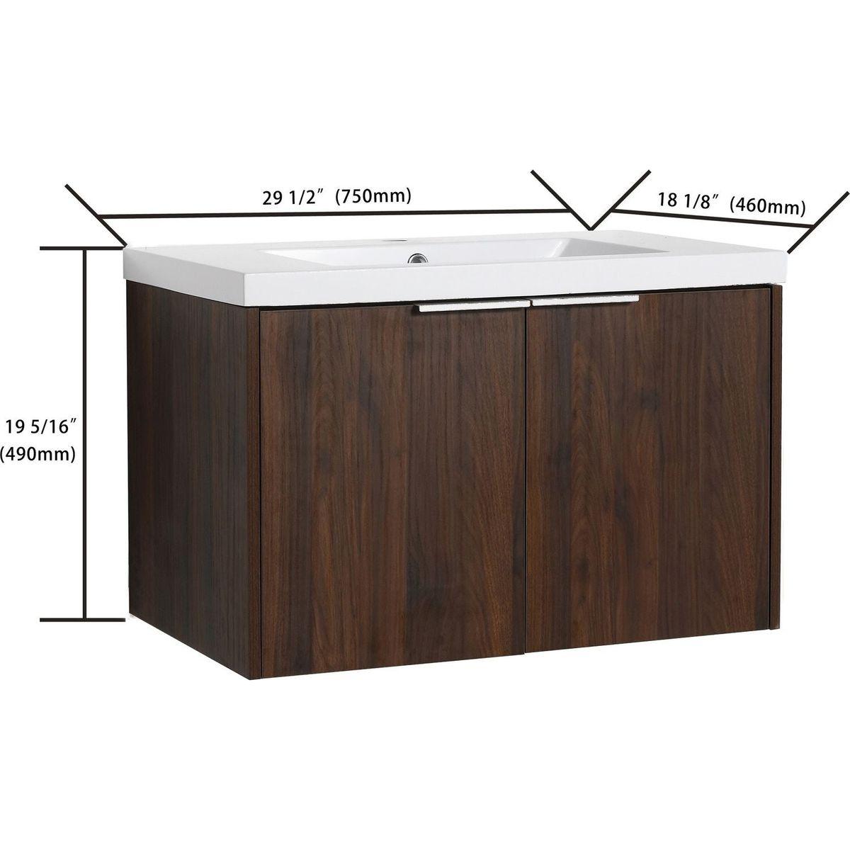 Soft Close Doors Bathroom Vanity With Sink, 30 Inch For Small Bathroom, 30x18-00630CAW (KD-Packing)