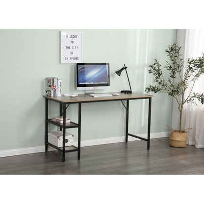 55-inch oversized light gray wood grain, best-selling home office computer desk, study writing desk with two-layer bookshelf