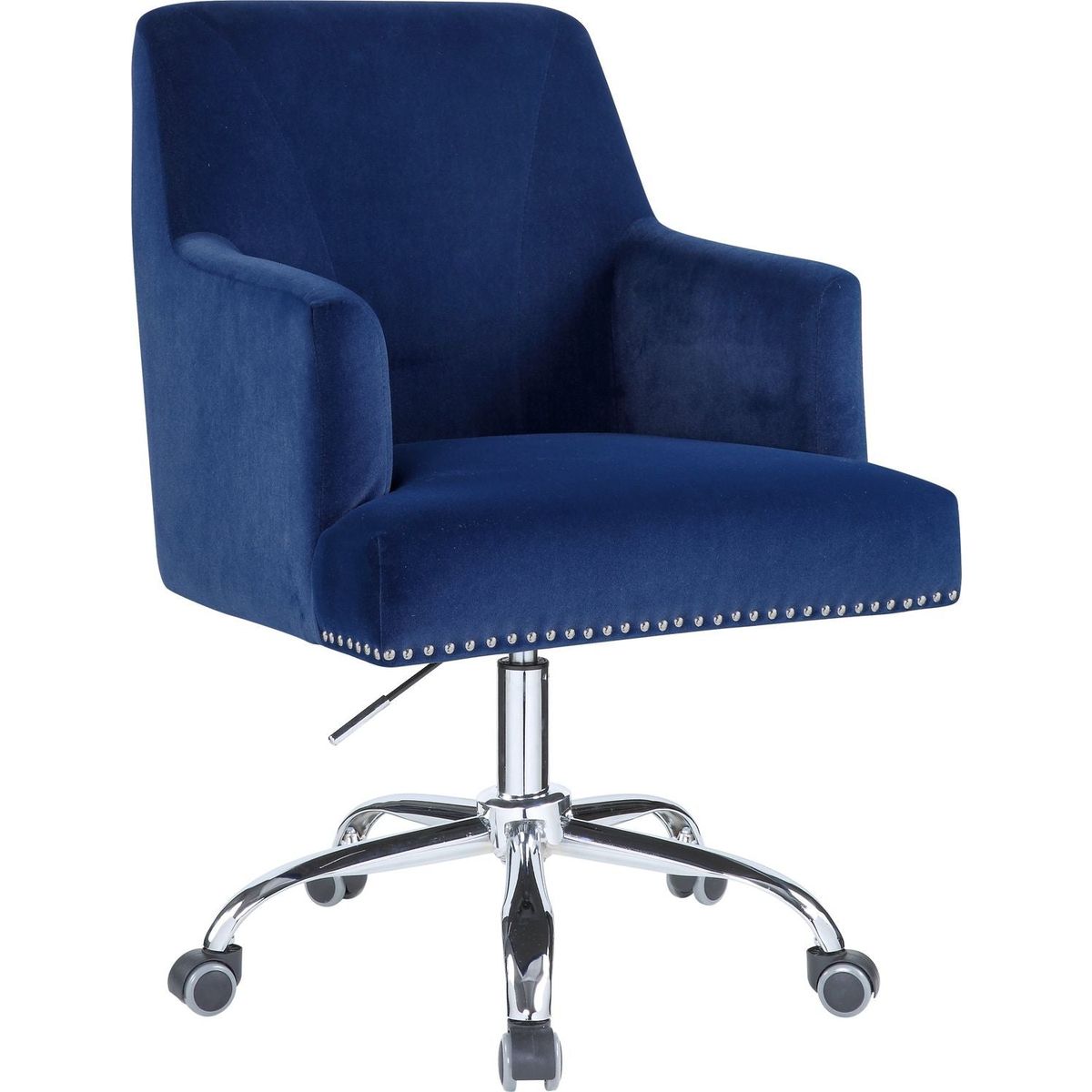 Trenerry Office Chair in Blue Velvet & Chrome Finish