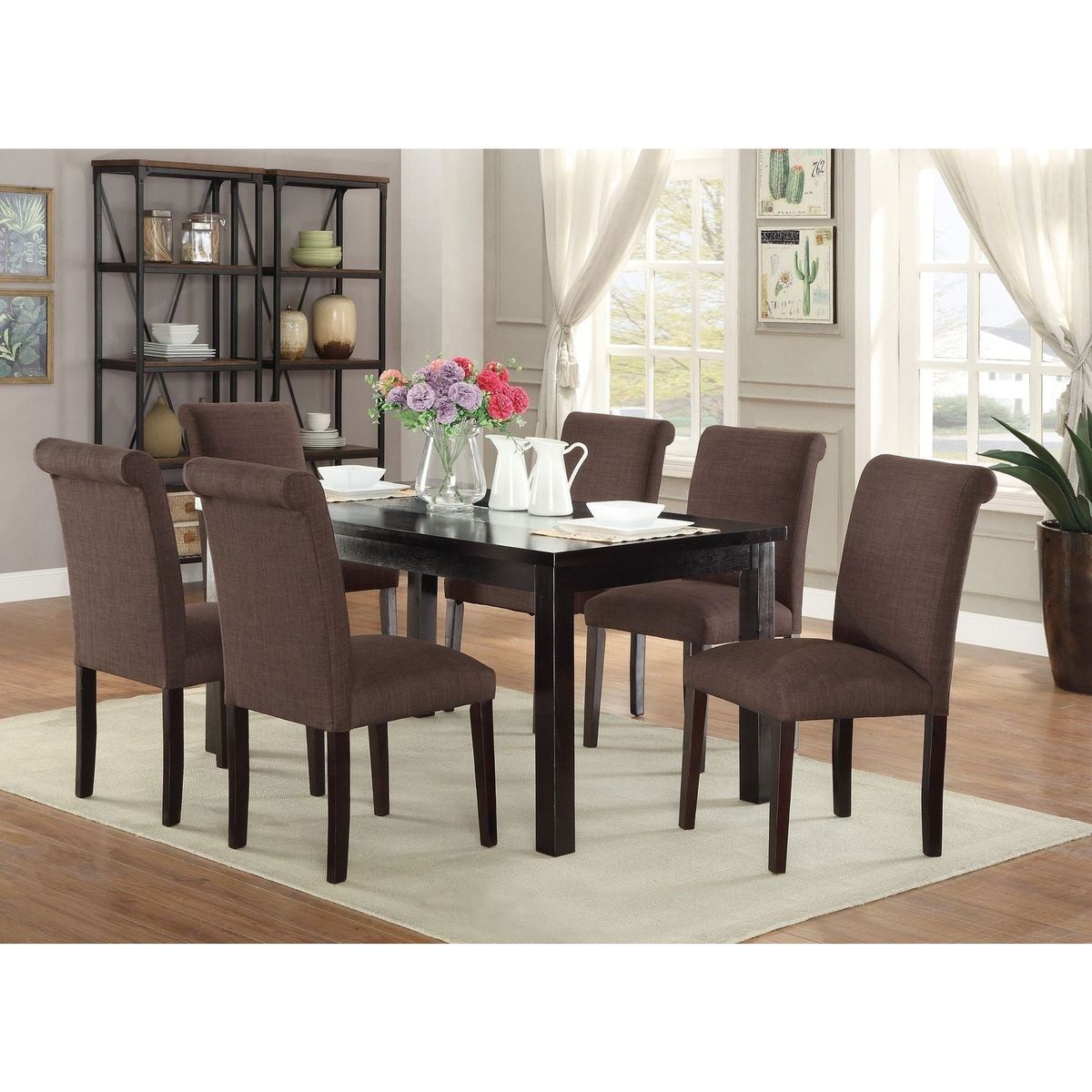 Transitional Blue Grey Polyfiber Chairs Dining Seating Set of 2 Dining chairs Plywood Birch Dining Room