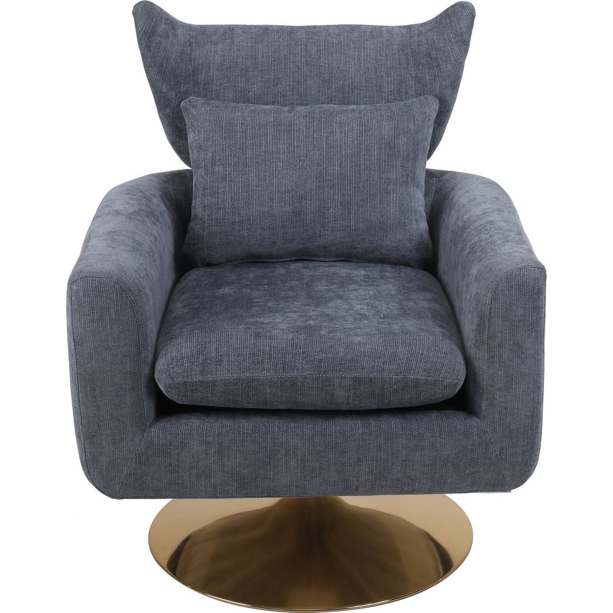 Classic Mid-Century 360-degree Swivel Accent Chair, Dusty Blue Linen