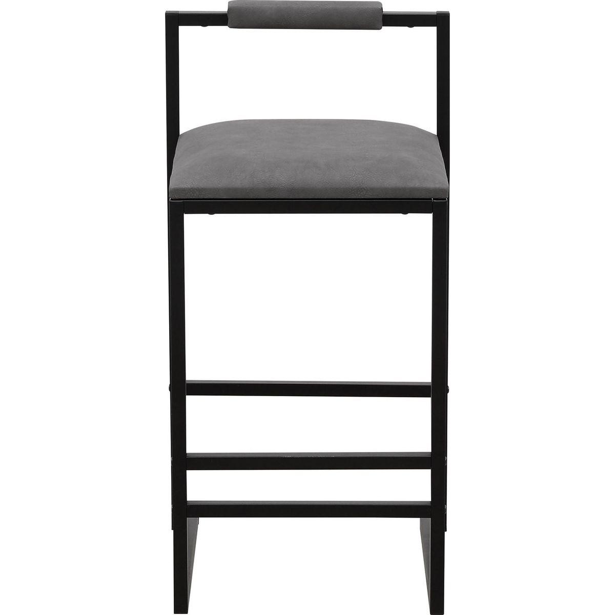 Set of 2 Counter Height Barstools Kitchen Island Stools with Back Modern Armless Metal Legs & PU Gray Upholstered Chairs (Gray with Back)