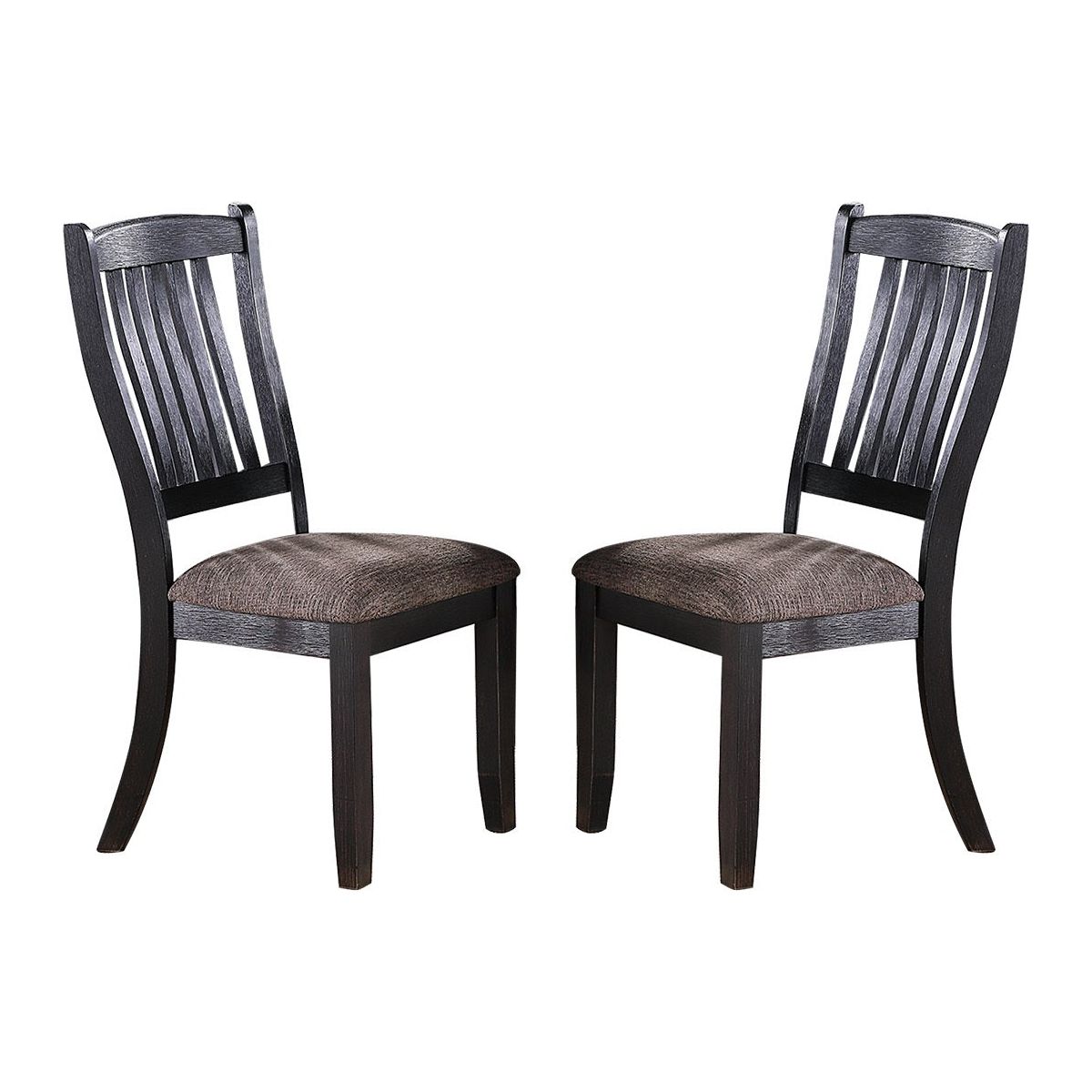 Dark Coffee Fabric Upholstered Side Chairs, Black (Set of 2)