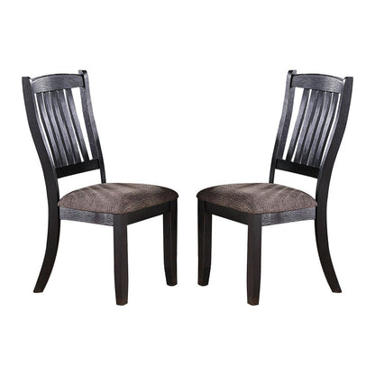 Dark Coffee Fabric Upholstered Side Chairs, Black (Set of 2)