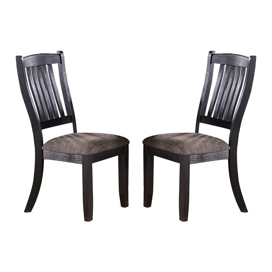 Dark Coffee Fabric Upholstered Side Chairs, Black (Set of 2)