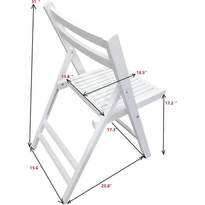 Furniture Slatted Wood Folding Special Event Chair - White, Set of 4, FOLDING CHAIR, FOLDABLE STYLE