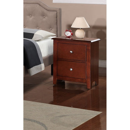 Bedroom Nightstand Cherry Color Wooden 2 Drawers Table Bed Side Table