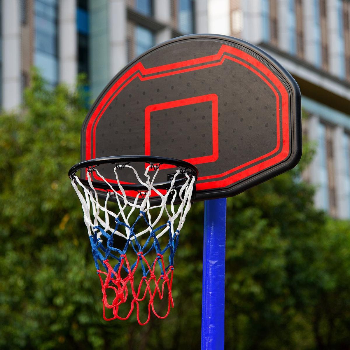 15FT Trampoline with Basketball Hoop Inflator and Ladder (Inner Safety Enclosure) Blue