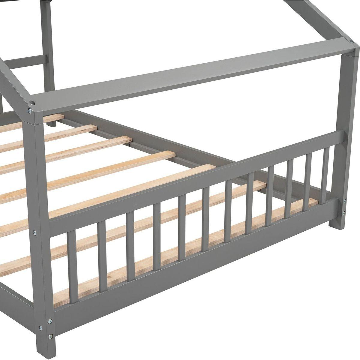 Full Size House Bed Wood Bed, Gray