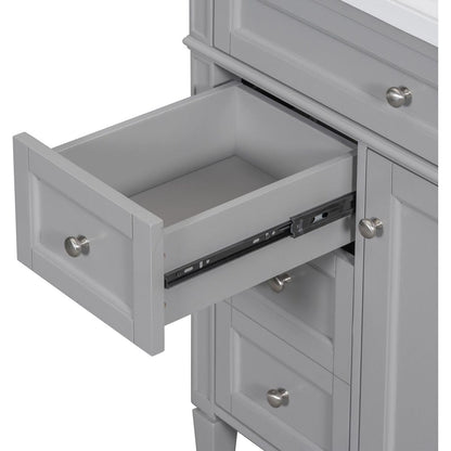 30" Bathroom Vanity with Top Sink, Modern Bathroom Storage Cabinet with 2 Drawers and a Tip-out Drawer, Single Sink Bathroom Vanity