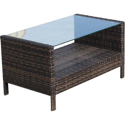 Outdoor patio Furniture Coffee Table with clear tempered glass