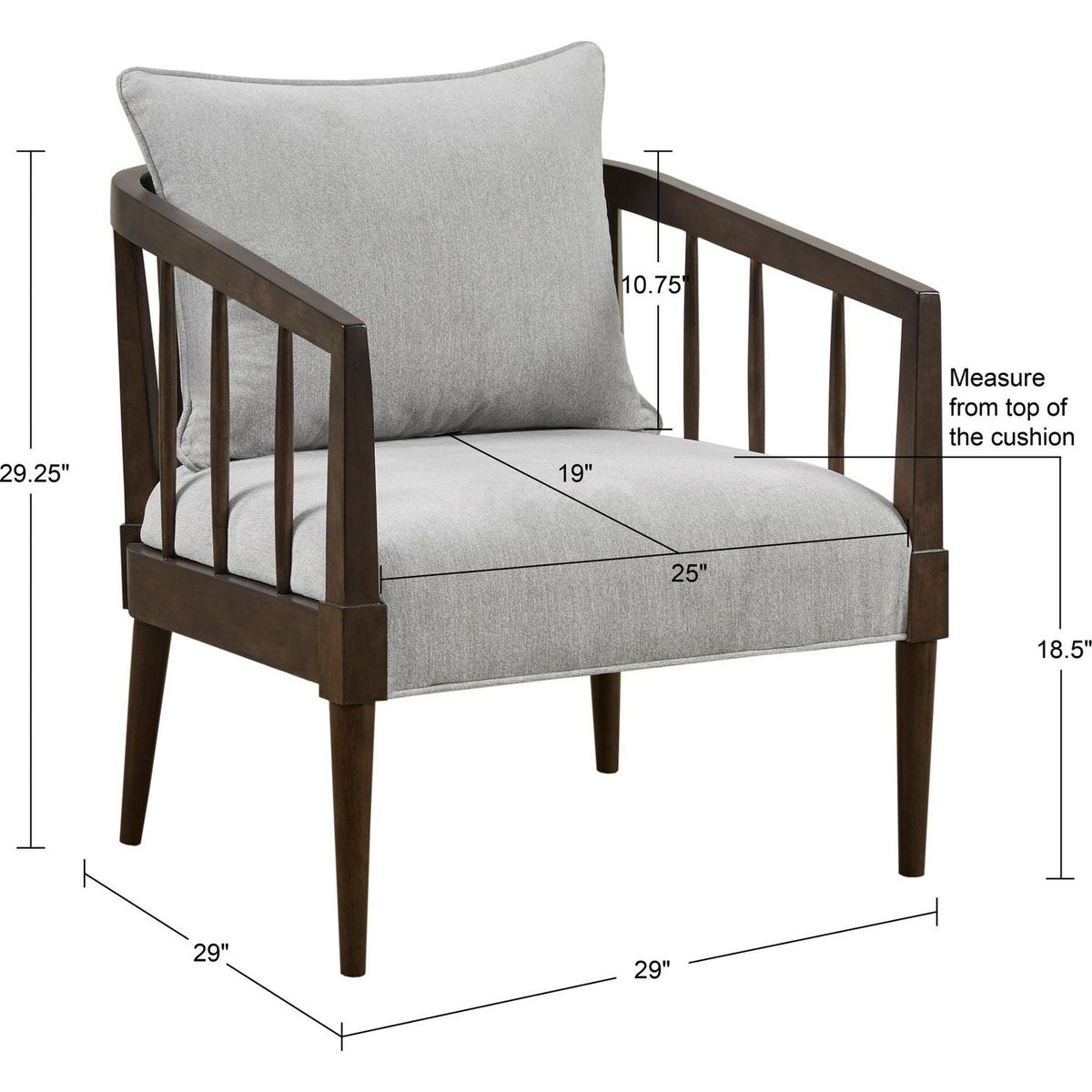 Josefine Spindle Accent Armchair with Removable Back Pillow