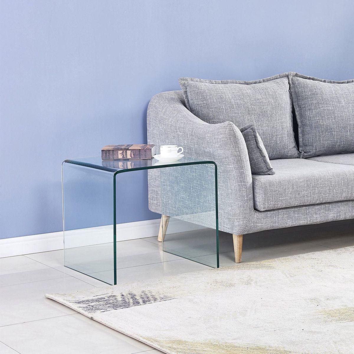 Small Clear Glass Side & End Table, Tempered Glass End Table Small Coffee Table