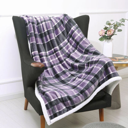 Plaid Flannel Sherpa Throw Blanket