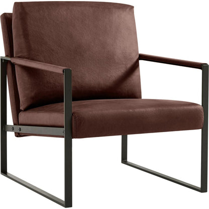 Lounge, living room, office or the reception area PU leather accent arm chair with Extra thick padded backrest and seat cushion sofa chairs, Non-slip adsorption feet, sturdy metal frame, Brown