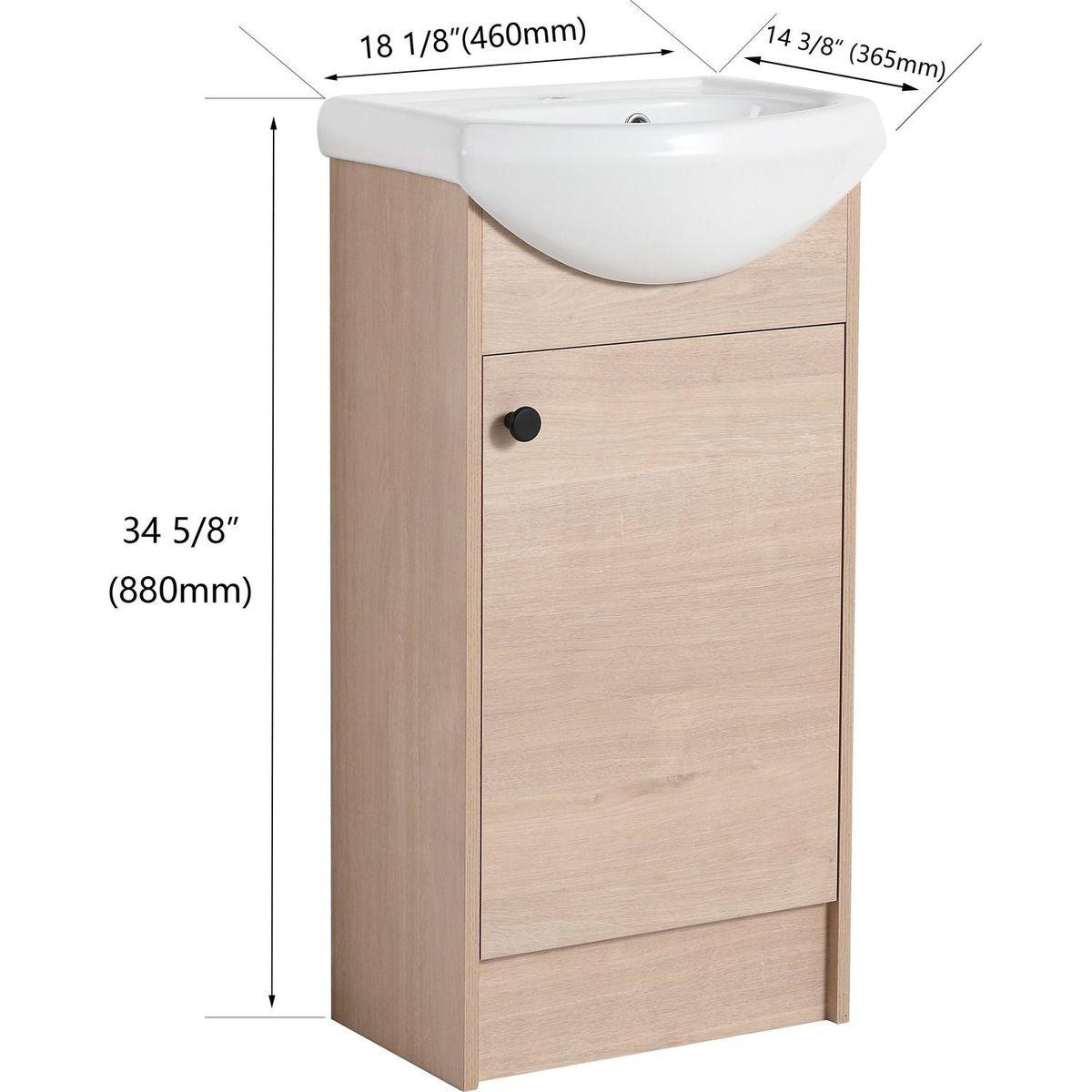 Freestanding 18 Inch Bathroom Vanity, Small Bathroom Vanity With Sink, Bathroom Vanity and Sink Combo (KD-PACKING)-G-BVB02218PLO
