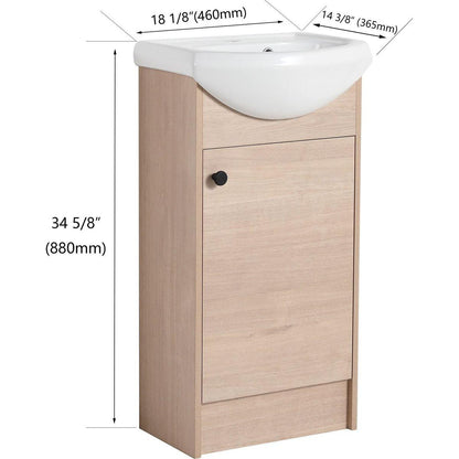 Freestanding 18 Inch Bathroom Vanity, Small Bathroom Vanity With Sink, Bathroom Vanity and Sink Combo (KD-PACKING)-G-BVB02218PLO
