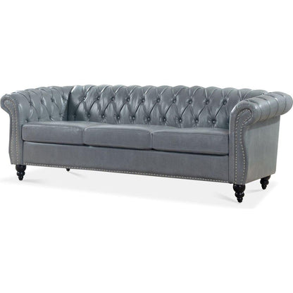 84.65" Rolled Arm Chesterfield 3 Seater Sofa.
