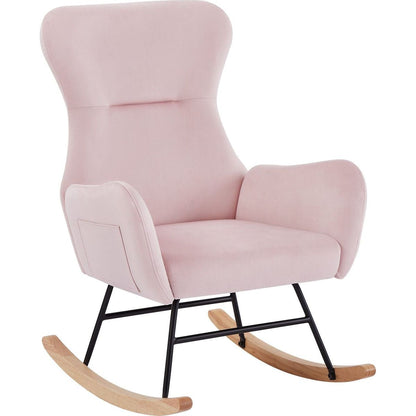 pink velvet rocking chair