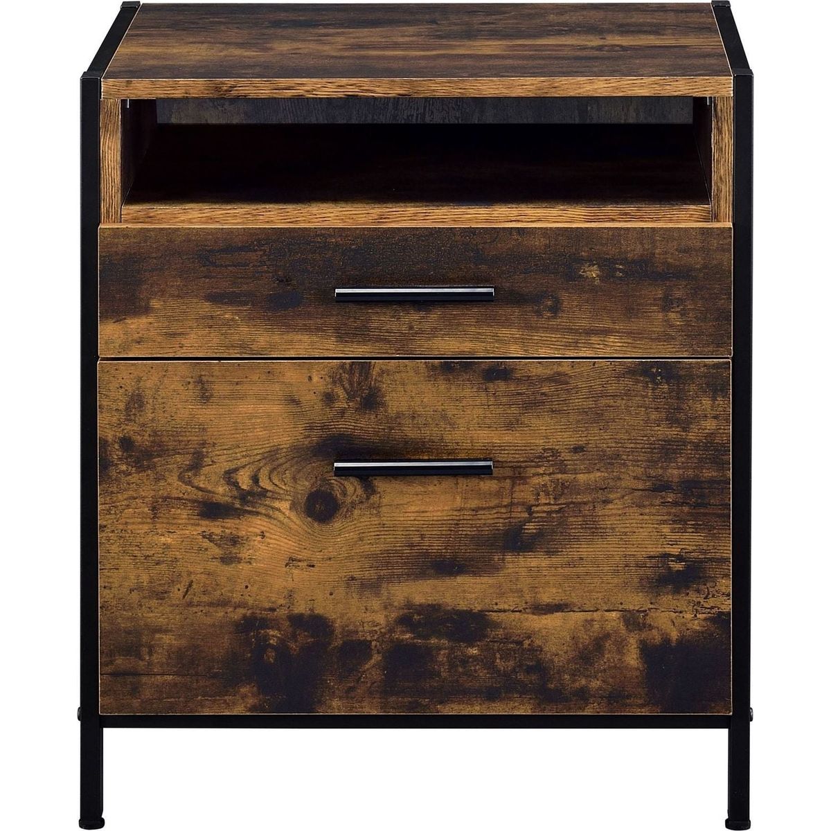 Juvanth Nightstand in Rustic Oak & Black Finish