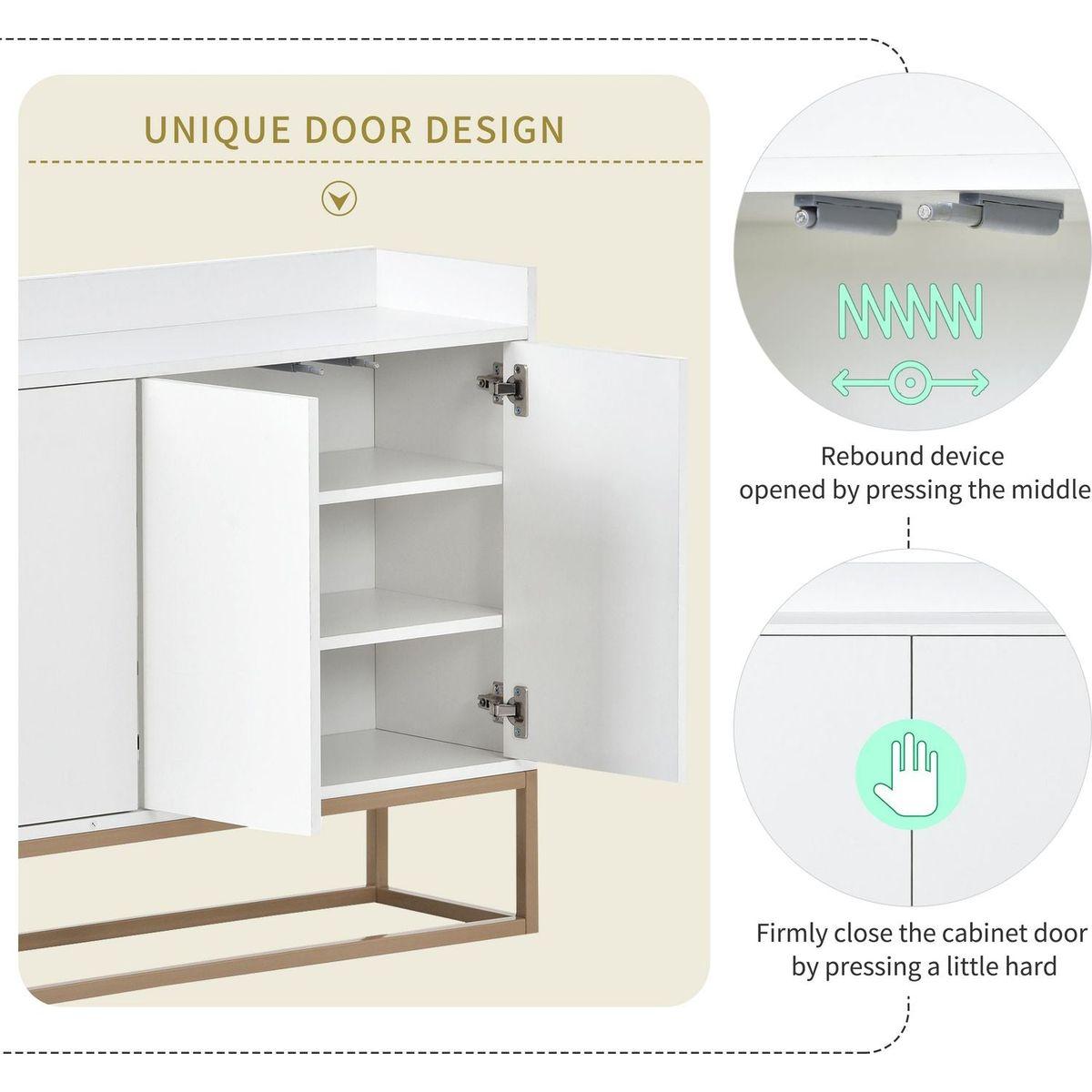 Modern Sideboard Elegant Buffet Cabinet with Large Storage Space for Dining Room, Entryway (White)
